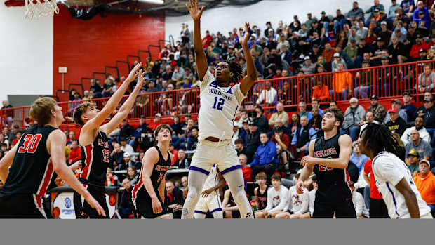 Illinois boys high school basketball: Thornton's Morez Johnson goes up for a shot against Metamora on January 6, 2024.